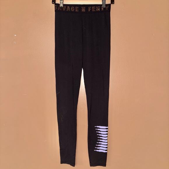 Savage x Fenty Rihanna Black Purple Leggings - Size Small - Picture 1 of 7